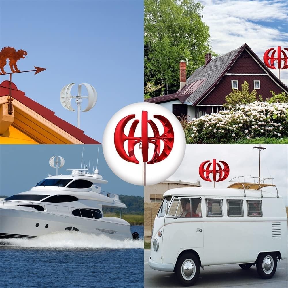 Wind Turbine Generator Kit, Low Speed 2M/S 12V 24V AC 400W Vertical Wind Turbine Generator Home Windmill Kit MPPT Controller for BOAD Light Battery for Hybrid Solar Wind System(White,12V)