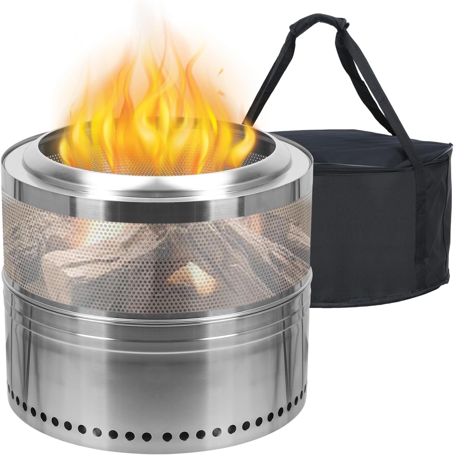 Outdoor Fire Pit, Medium-Sized Collapsible Fire Pit with Ash Tray, Stainless Steel Fire Pit Wood Burning BBQ Firepit 19.69