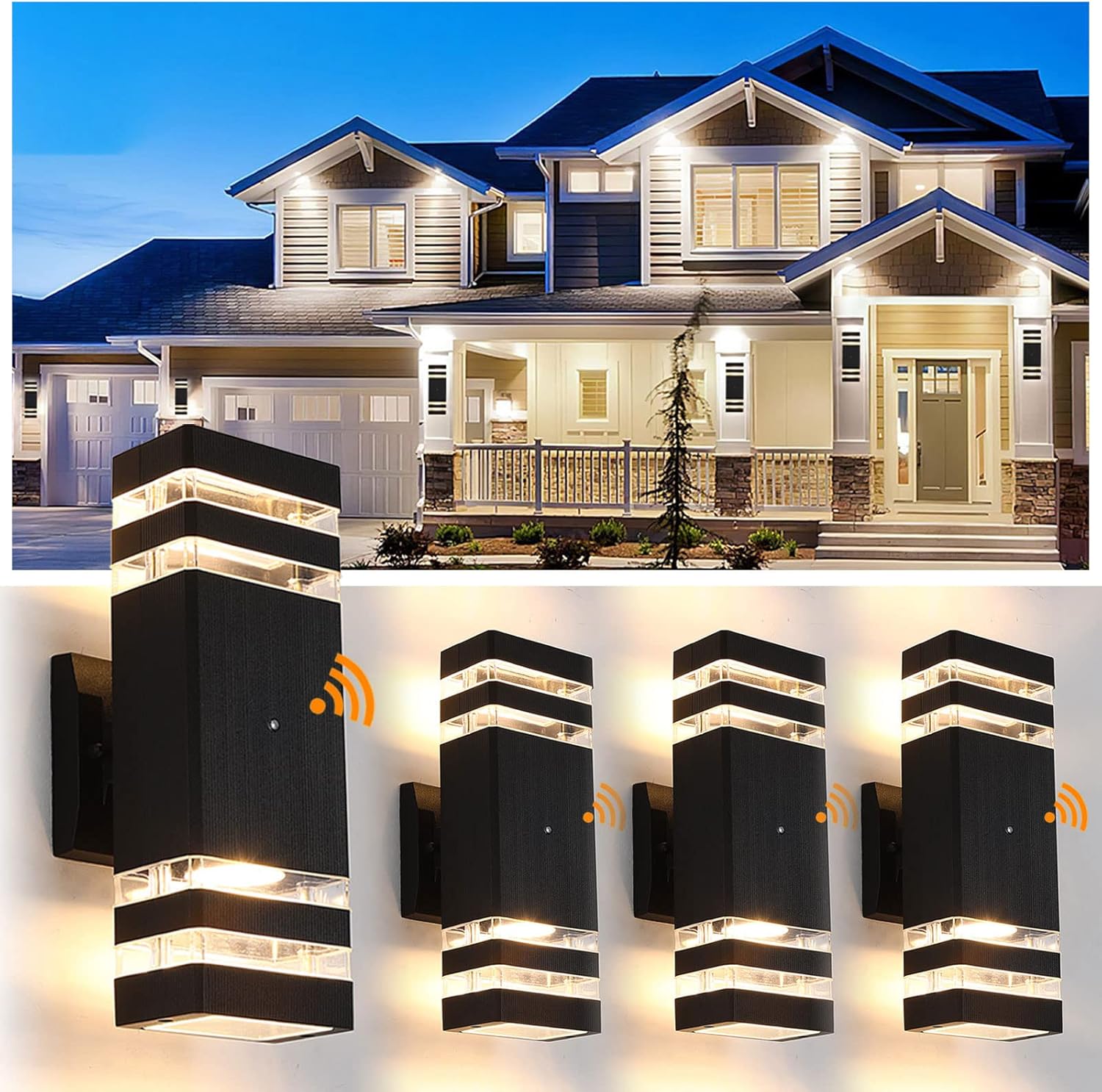 Dusk to Dawn Outdoor Lighting 4 Pack, Porch Lights Outdoor Wall Lamps for Patio Waterproof 3000K Warm White Exterior Light Fixture Sconce Lights for House Hallway Garden Corridor