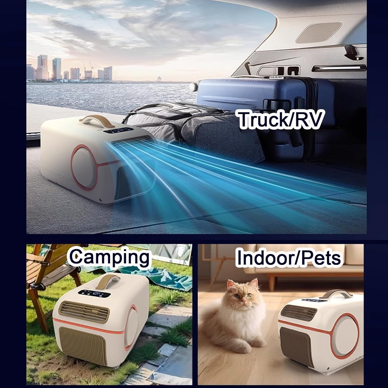 Portable Air Conditioners and Heater with Remote Control and Bluetooth Speaker Desk Air Conditioner no Water for Home Office Small Spaces, 220V