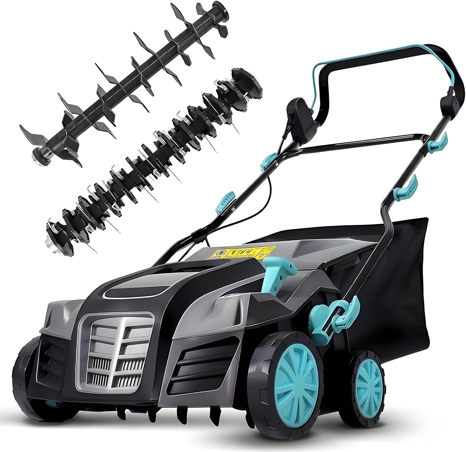 Lawn Dethatcher and Scarifier, 16-Inch 15-Amp 2-in-1 Electric Lawn Care Machine with 14.5-Gal Collection Bag & 5-Position Adjustment for Thatch Removal and Grass Revitalization - XSS16D