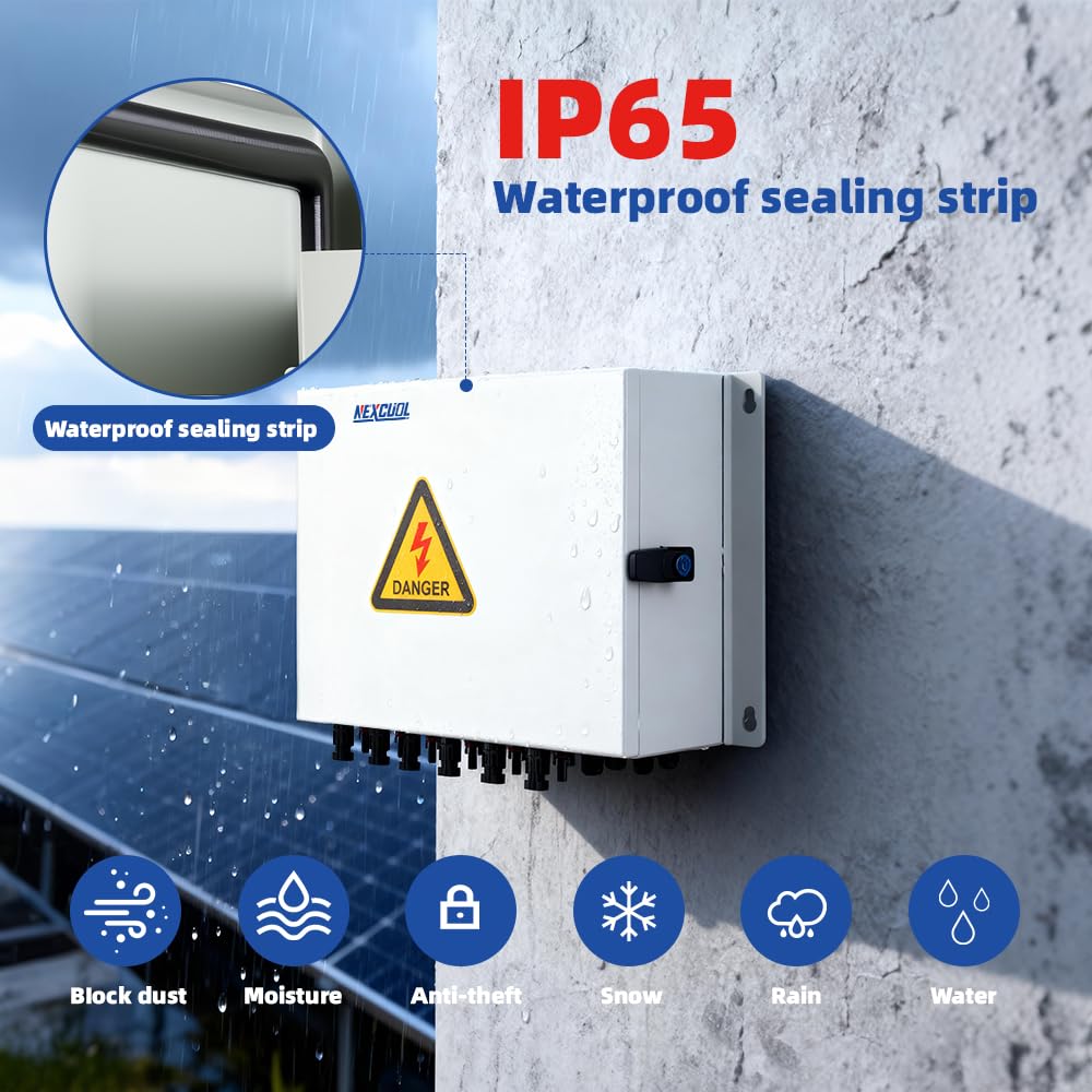 6 String Solar PV mc4 Metel Combiner Box 16A Rated Current Fuse 63A Air Circuit Breaker Out Door IP65 Waterproof (6 String- 16A)