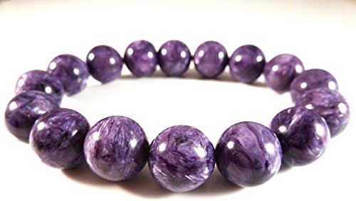 russian charoite stretch bracelet high 12mm to 13mm round gemstone purple beads superior large big chunky natural genuine