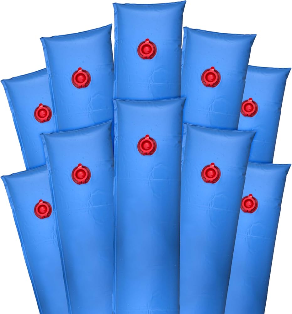 Pool Mate 10 ft. 10-Pack Deluxe Blue Single Chamber Pool Water Bags, .42 MM Thick Vinyl, Cover Weights, Water Tubes