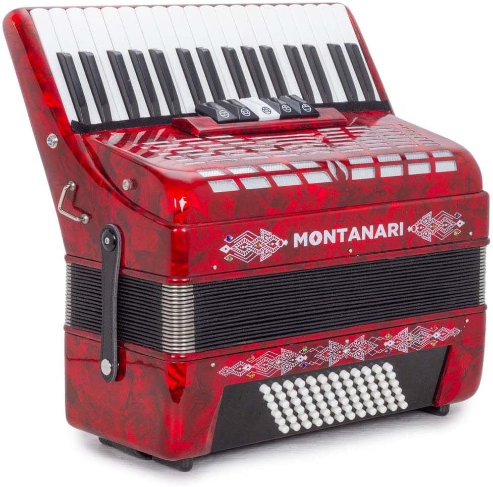 Montanari Piano Accordion 5 switches 72 bass 34 Keys 5 switches Red