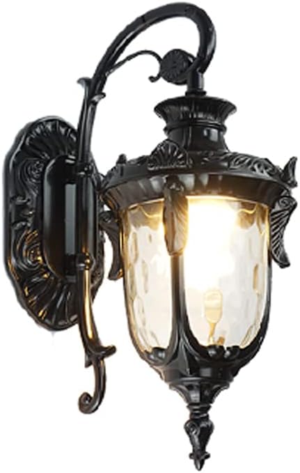 Waterproof Wall Lantern European Bronze/Sand Black Single Head Outdoor Wall Light America Courtyard Aisle Glass Wall Lamp Villa Balcony Garden Decoration E27 Aluminum Wall Sconce