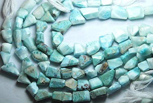 13 inch natural beads strand of 21-13mm faceted nugget larimar gemstone beads for DIY jewelry - necklace, bracelet, earring, ring.