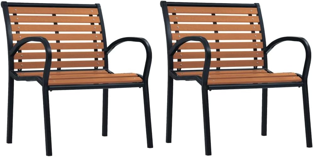 Patio Chair Patio Chairs 2 pcs Steel and WPC Black and Brown