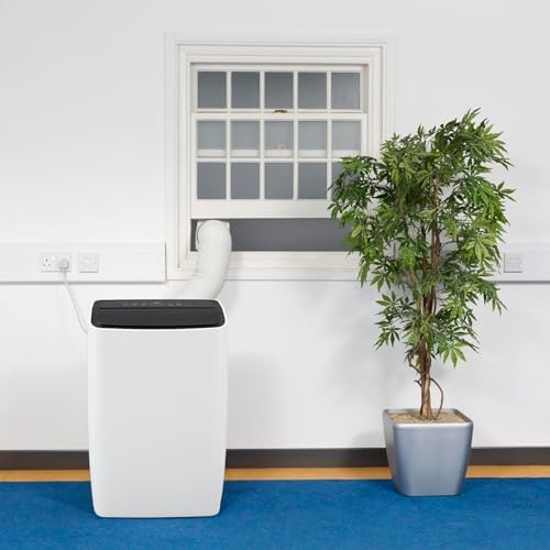 12,000 BTU Small Air Conditioner with Built-In Dehumidifier - Portable AC Unit for Rooms Up to 550 Sq Ft - Remote Control, Window Mount Exhaust Kit, Easy to Move, Black