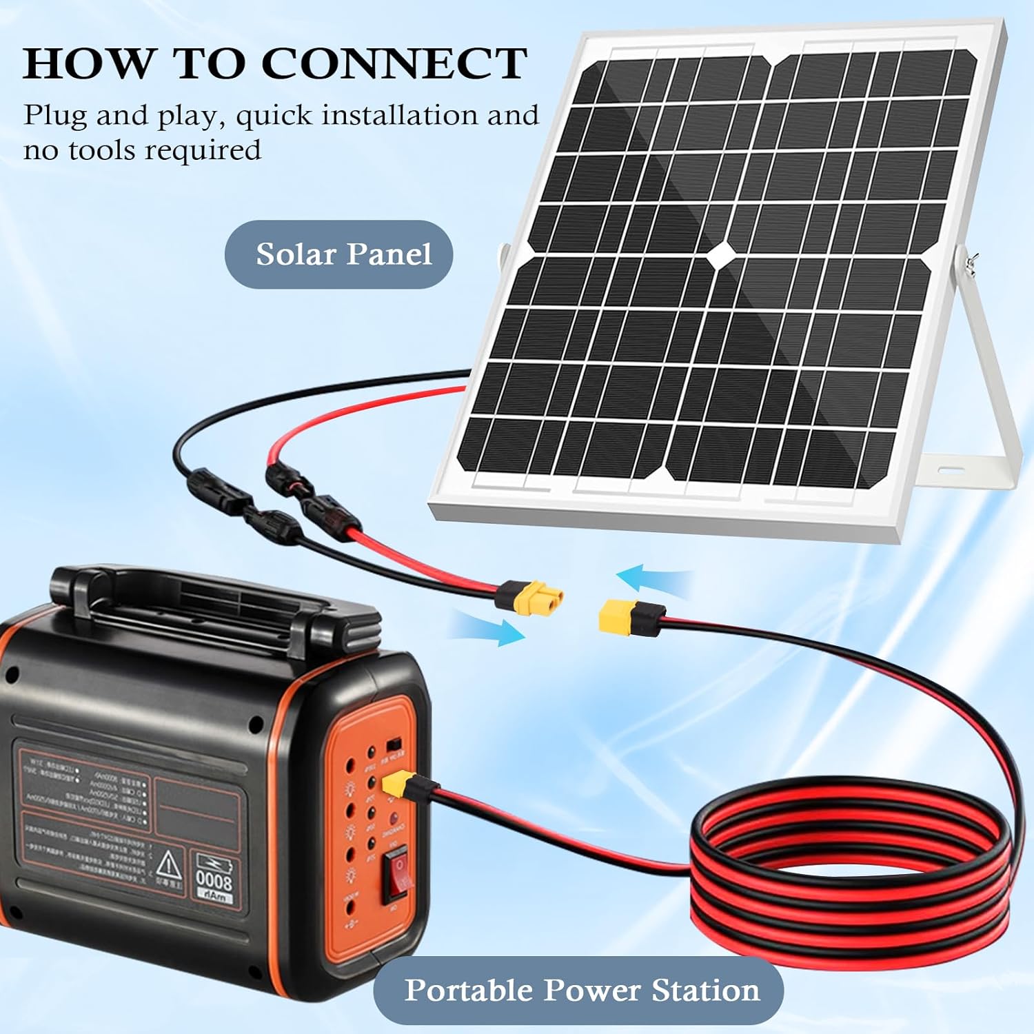 XT60 Extension Cable 10AWG 40FT XT60 to XT60 Cable with Male to Female Connector for Portable Power Station Solar Panel RC Battery