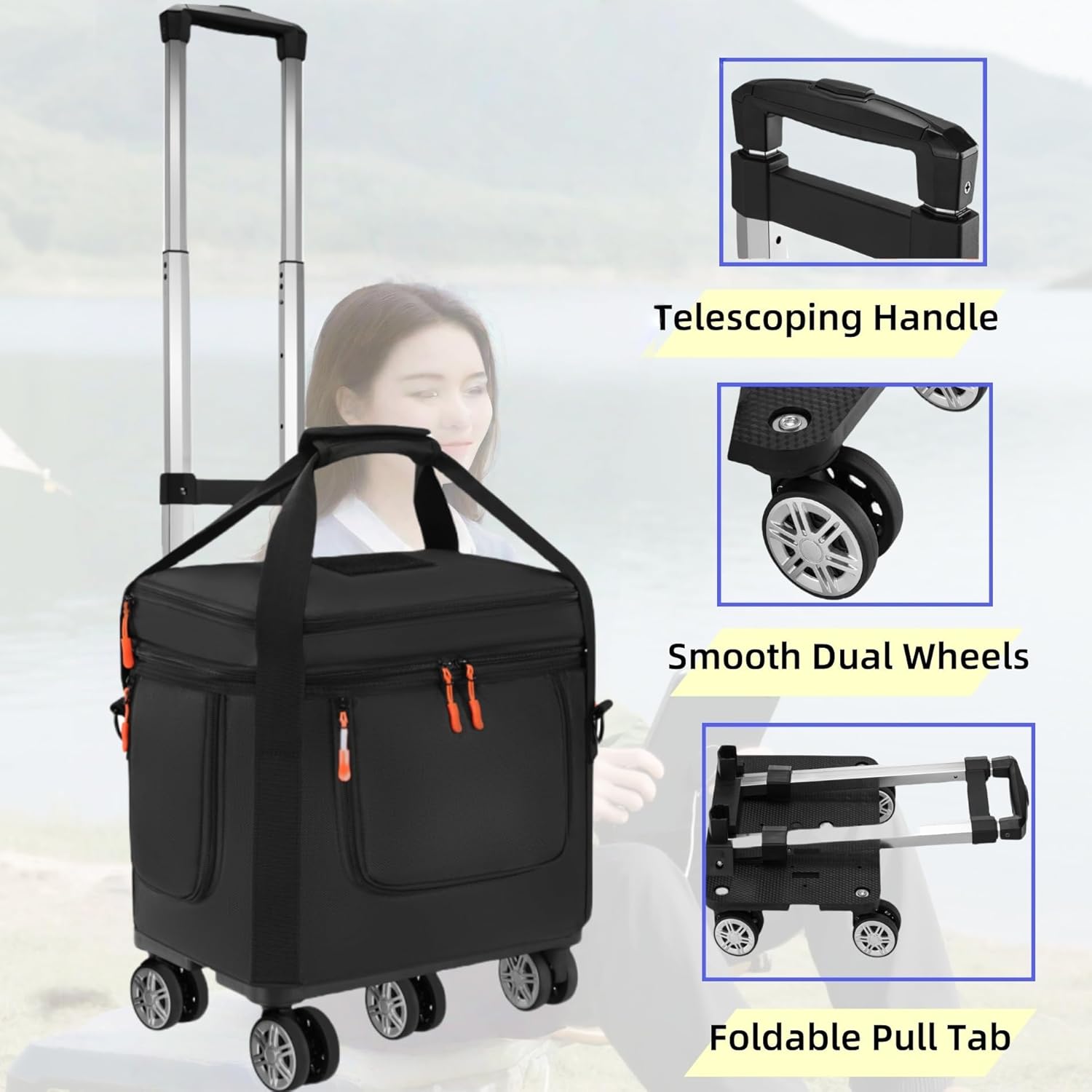 Carrying Case Compatible with Anker SOLIX C1000/C800/C800 Plus,Generator Covers with Wheels and Pull Rods,Power Station Bag with Side Zipper for Anker SOLIX(black, with wheels)