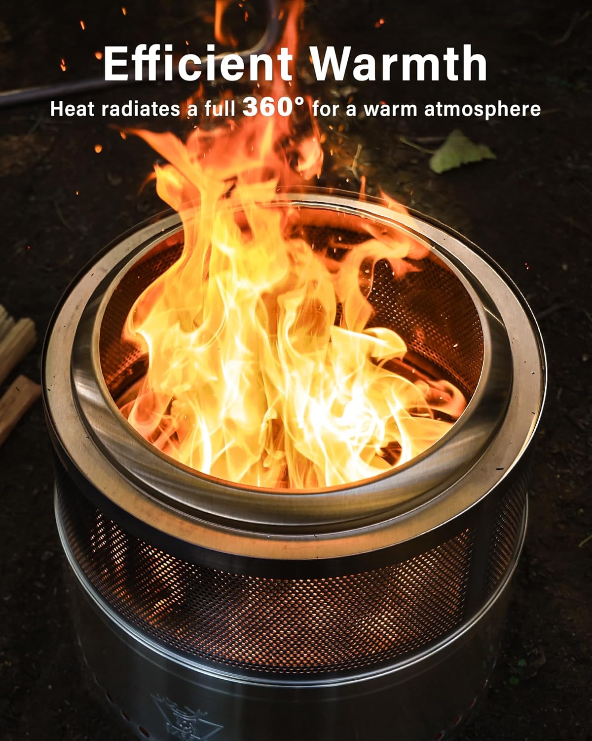 YEFU Smokeless Firepit Foldable 19in: Portable Fire Pit for Outside Wood Burning - Outdoor Camping Patio Bonfire Pit with Removable Ash Pan Easy to Carry & Clean