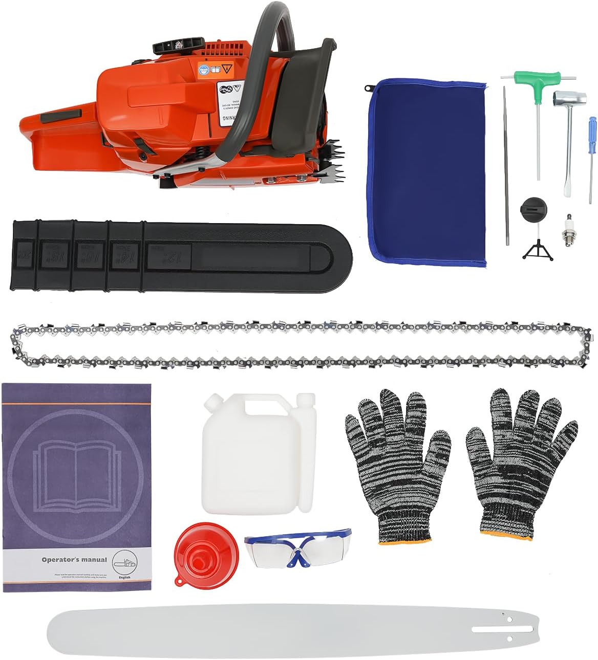 71cc Gas Powered Chainsaw, 2-Stroke Single Cylinder 28 Inch Gasoline Powered Chain Saws, Handheld Cordless Petrol Chain Saw, for Cutting Forest Trees, Wood, Garden, 10000rpm