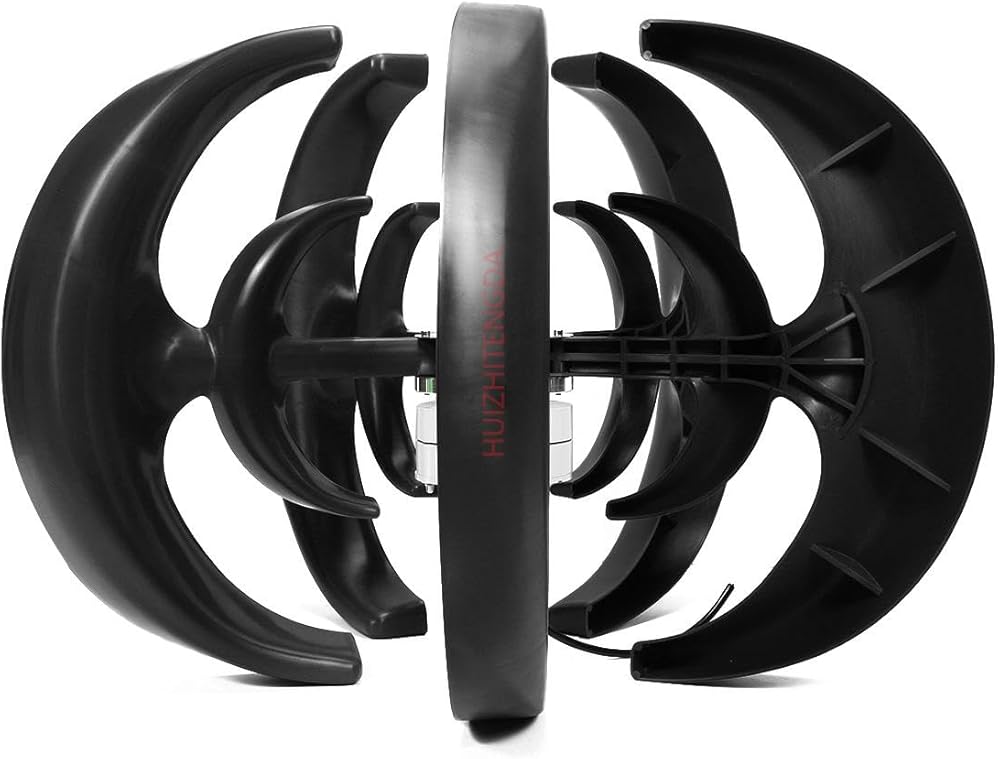 4000W Wind Turbine Generator with Controller,5 Blade 12V 24V 48V 220V Lantern Vertical Wind Generator Kit for Home Wind Solar (Black),12v