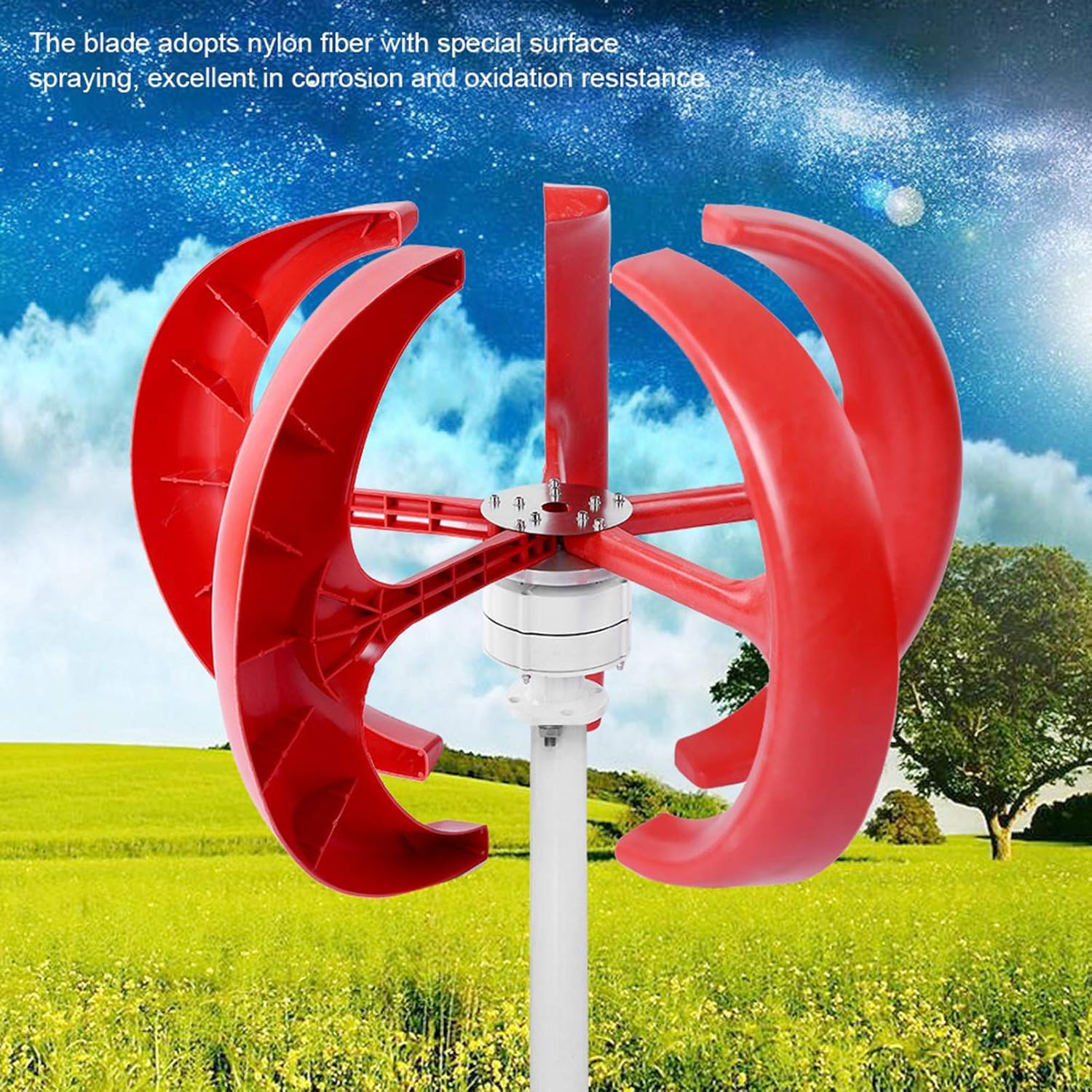 Wind Turbine Generator Kit, 600W 12V Vertical Wind Turbine Electricity Set,5 Blade Horizontal Wind Power Generator Kit for Home, Boat, Marine, Monitoring, Street Lighting