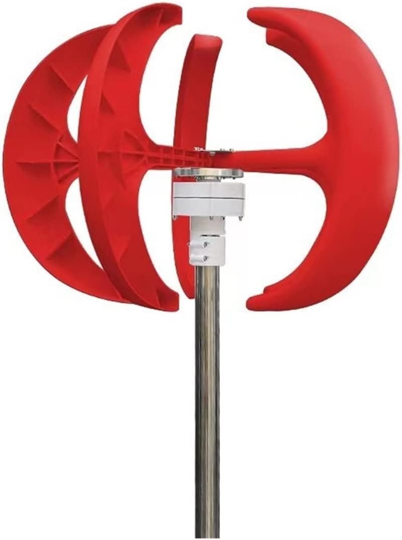 Wind Turbine, Vertical Wind Turbine Generator 1000W 5 Blades12v 24v with MPPT Charge Controller Low Noise Wind Speed Start Rotation for Home(Red,Turbine ONLY_24V)