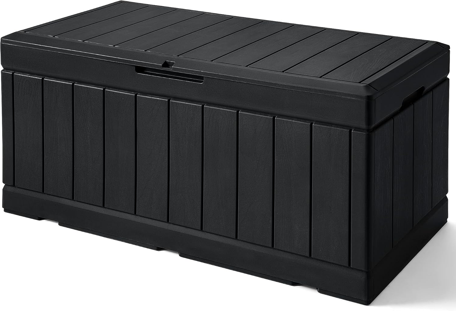 GUNJI 83 Gallon Storage Box Outdoor Waterproof Large Resin Deck Box Patio Storage Bench Lockable Storage Container for Outdoor Cushions, Garden Tools and Pool Supplies (Black)