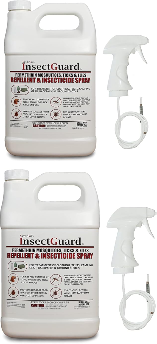 InsectGuard Permethrin Mosquitoes, Ticks and Flies Repellent & Insecticide Spray Gallon (128.00oz) 2 Pack