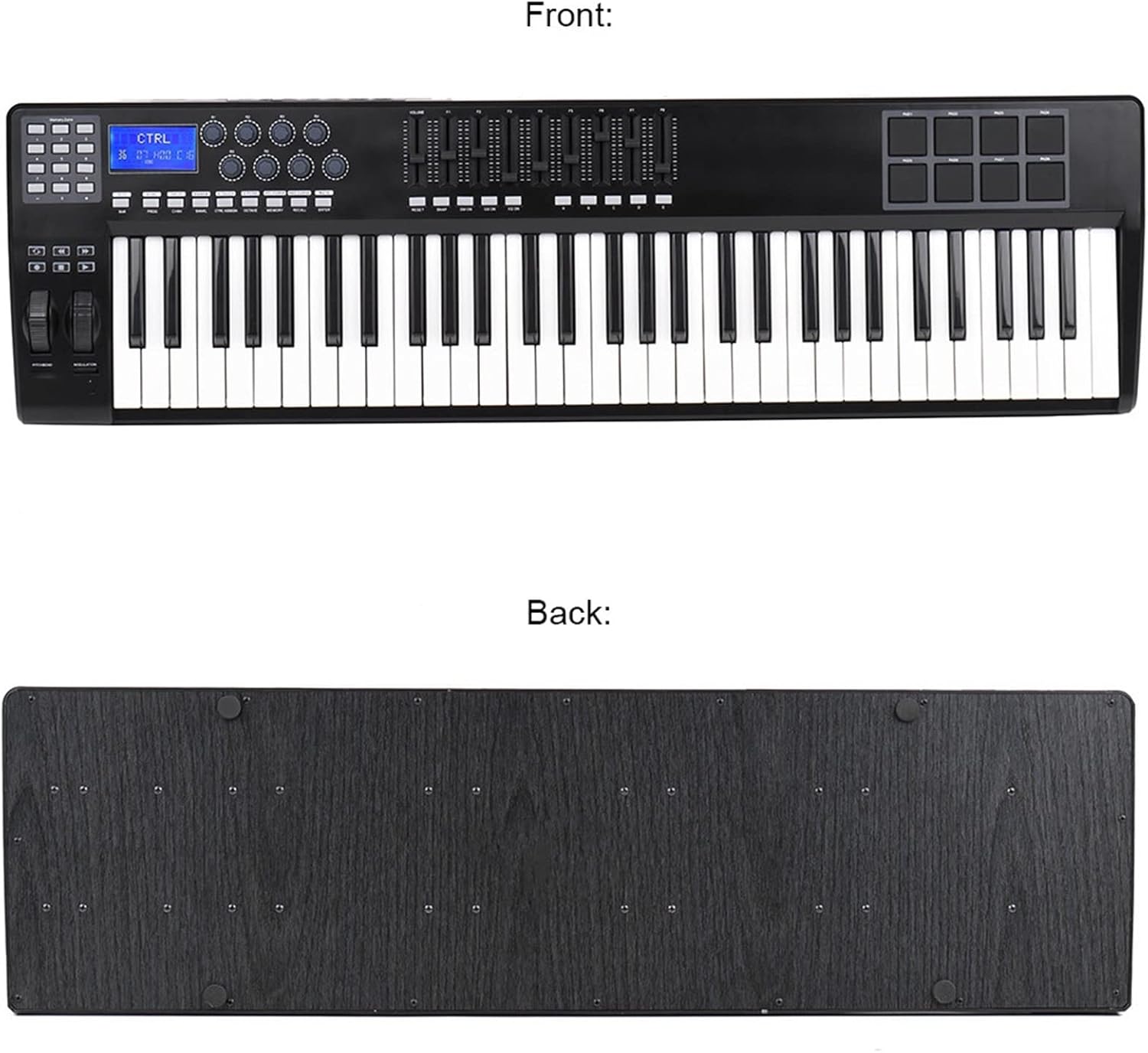 KESHUO Electric Keyboard 61 Portable 61-Key USB MIDI Keyboard Controller 8 RGB Colorful Backlit Trigger Pads