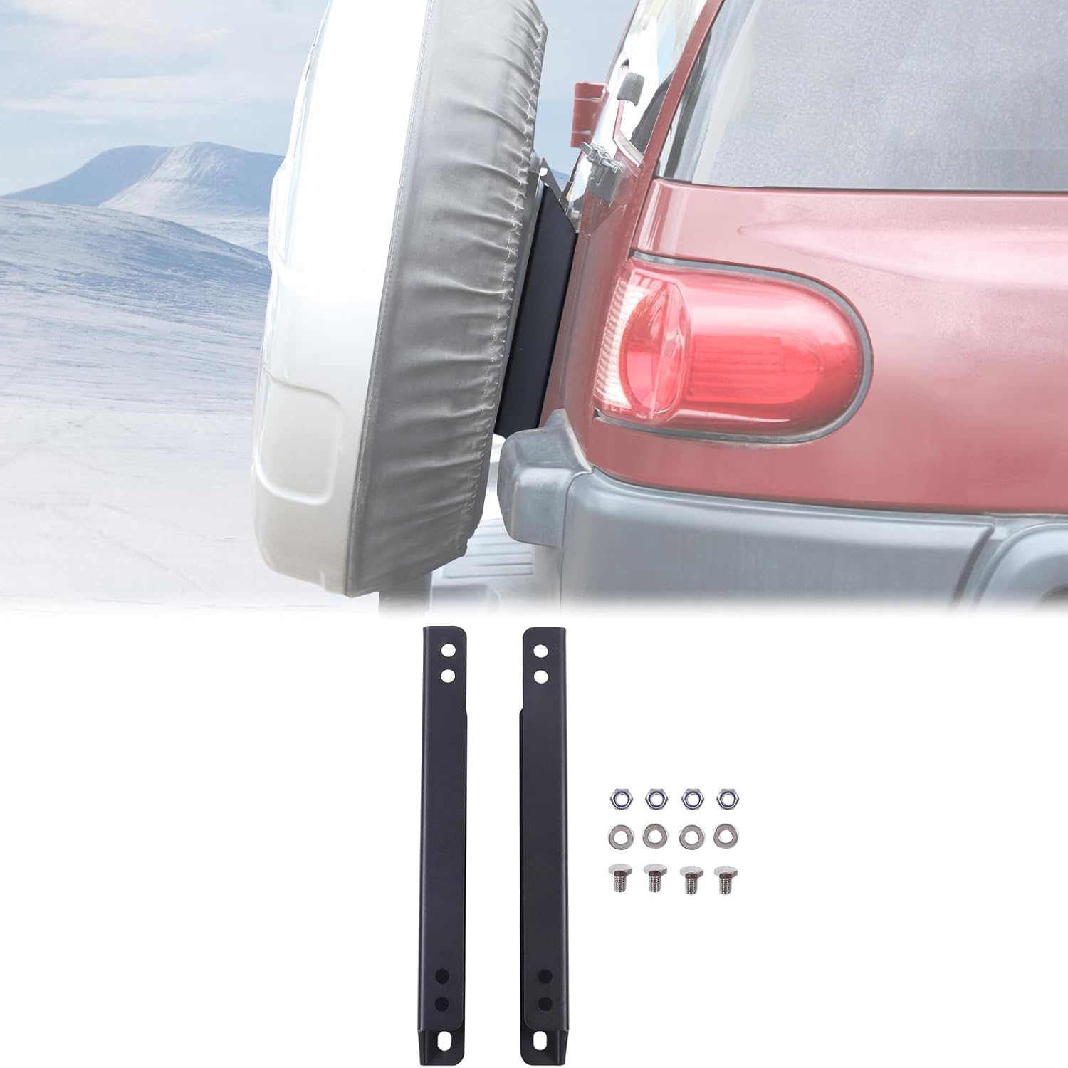 Aunginsy Car Spare Tire Carrier Mount Compatible with Toyota FJ Cruiser 2007-2021 Rear Spare Tire Height Increasing Bracket Rear Spare Wheel Heighten Holder Reinforcement Rack Replacement Accessories