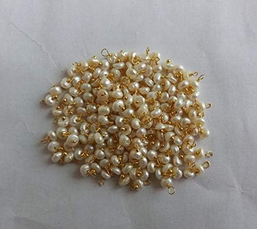 30 pcs freshwater pearl loose beads - freshwater pearl 24k gold plated wire wrapped beads - beads measure 3-4mm