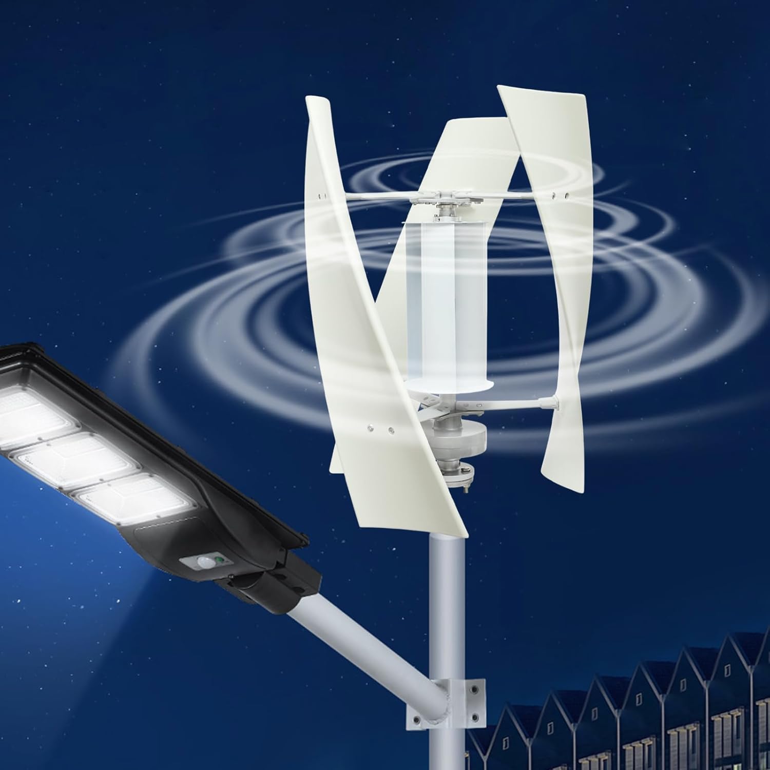 100W Vertical Axis Wind Turbine Generator, 24V Permanent Magnet Levitation Wind Power Turbine Generator Kit with Controller, 3 Blades Vertical Axis Generators for Terrace, Motor Home, Chalet