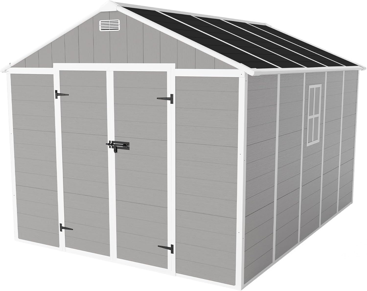 Campcraft 8x10 FT Resin Outdoor Storage Shed with Window, Heavy-Duty 12mm PP Panels, Waterproof Rustproof UV-Resistant Garden Tool Shed, Large Capacity Backyard Utility House