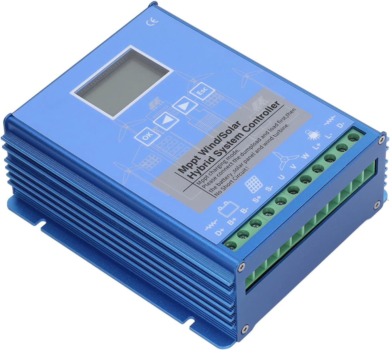 Hybrid Wind Solar Controller MPPT Charge Controller LCD Screen 800W Wind Turbine Generator 24V 48V Battery Aluminum Alloy Widely Compatibility Complete Protection Adjustable