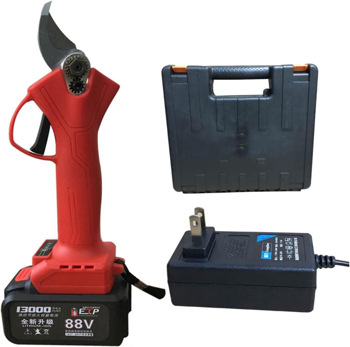 Cordless Pruner Set Electric Pruning Shear Lithium Battery Fruit Tree Bonsai Cutter Portable Garden Branches Scissor Power Tool BlackUS