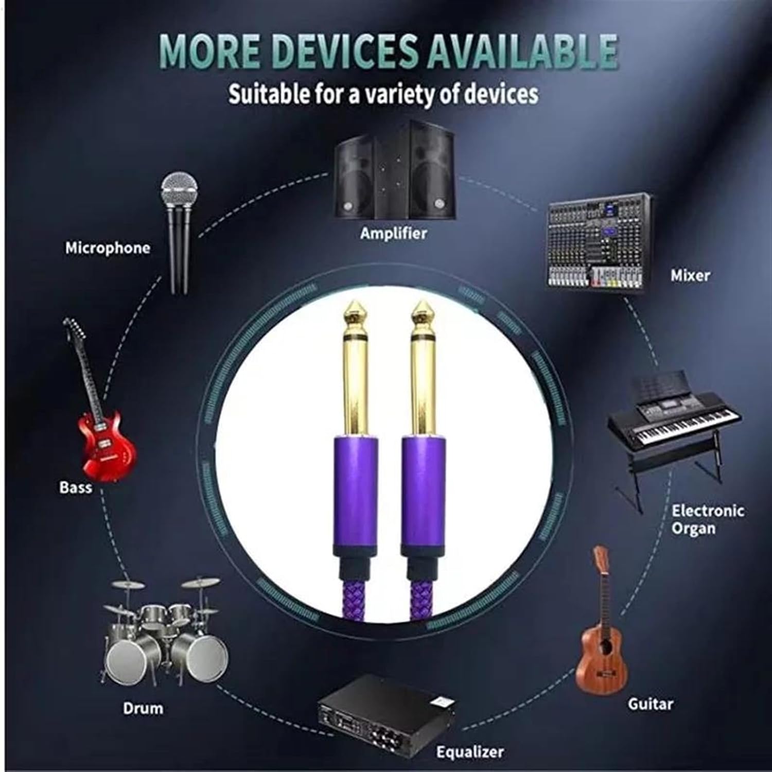 Guitar Audio Cable Cable 6.35mm to 6.35mm Instrument Cable 1/4 Inch Guitar Instrument Cable Premium 6.5mm Stereo Mono 1/4