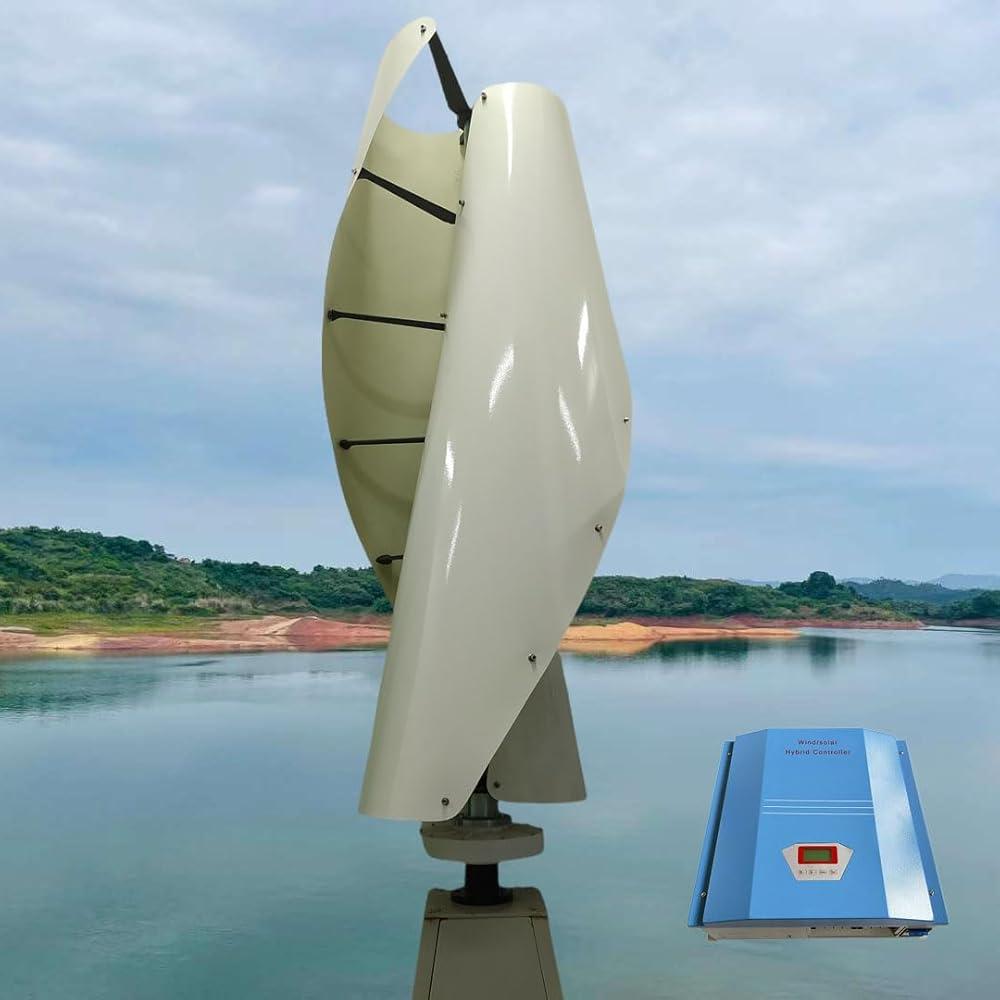 3000W 48V Vertical Wind Turbine Maglev Axis 3KW Wind Power Generator Windmill 2M Blades with PWM Charge Controller for 48V Battery of Grid System