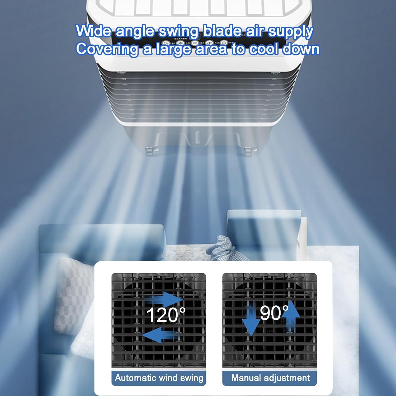 40L Evaporative Air Cooler, Portable Air Conditioner/Cooling Fan/Humidifier with 3 Modes/Speeds, 120°Oscillation, 4 Ice Packs for Outdoor Indoor Use (Color : Mechanical, Size : 41x32x90cm)