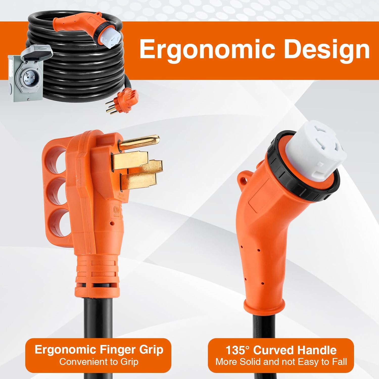 Finderomend 50 Amp Generator Cord and Power Inlet Box Combo Kit, NEMA 14-50P to SS2-50R Extension Cord, for Home RV Backup Power Solution, 125/250 Volts (25ft)