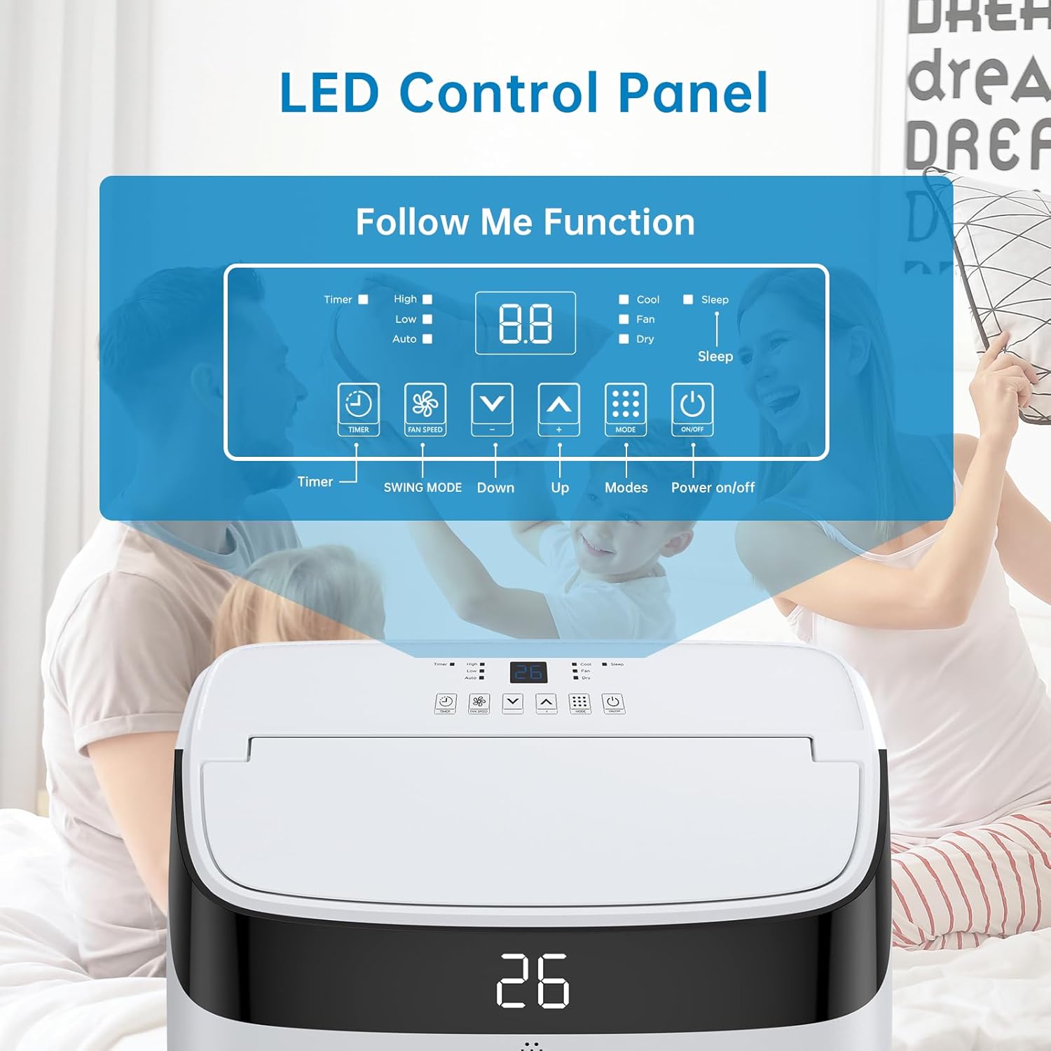 Portable Air Conditioner,10,000 BTU Cools Rooms Up to 450 Sq.Ft. 3 Modes, Remote Control, Easy Installation Kit Included