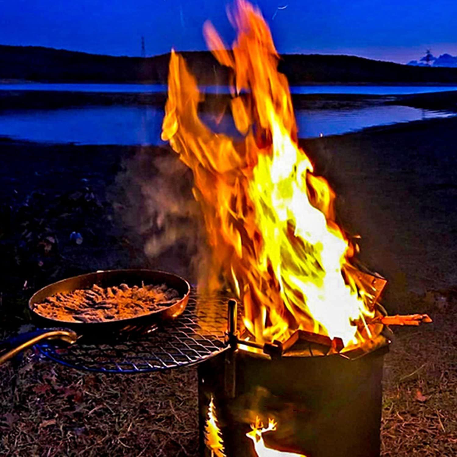 Portable Fire Pit, Outdoor Bonfire Wood Burning Fire Pits, Round Wrought Iron Firepits, Durable Metal Heating Basin for Patio Backyard Garden Beach Camping Park