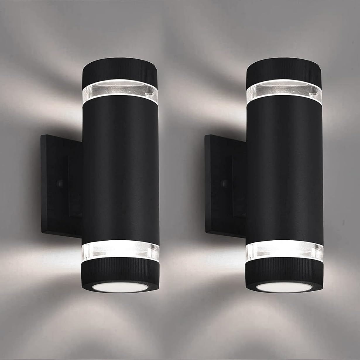 Outdoor Wall Sconce Lights,Dusk to Dawn Outdoor Exterior Lighting - ETL Listed,Modern Outside Patio Light Fixture Wall Mount Design - Up Down Light Fixture White 6000k for Front Door, Porch