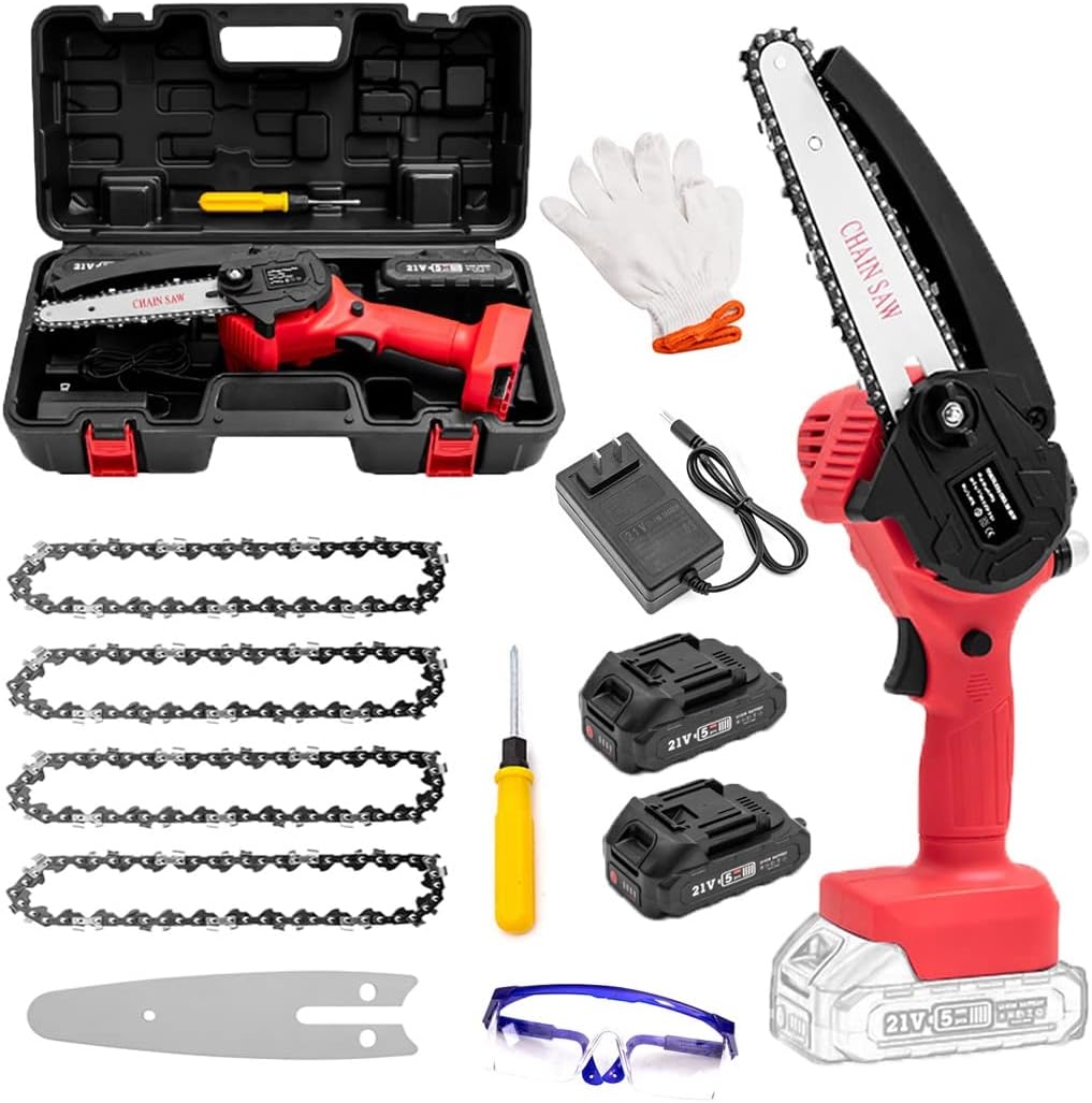 Mini Chainsaw with Battery and Charger,6 Inch Cordless Chainsaw with Charger,Mini Chain Saw,Cordless Battery Power, Portable Electric Chainsaw, Suitable for Gardening, Wood, Outdoor Camping