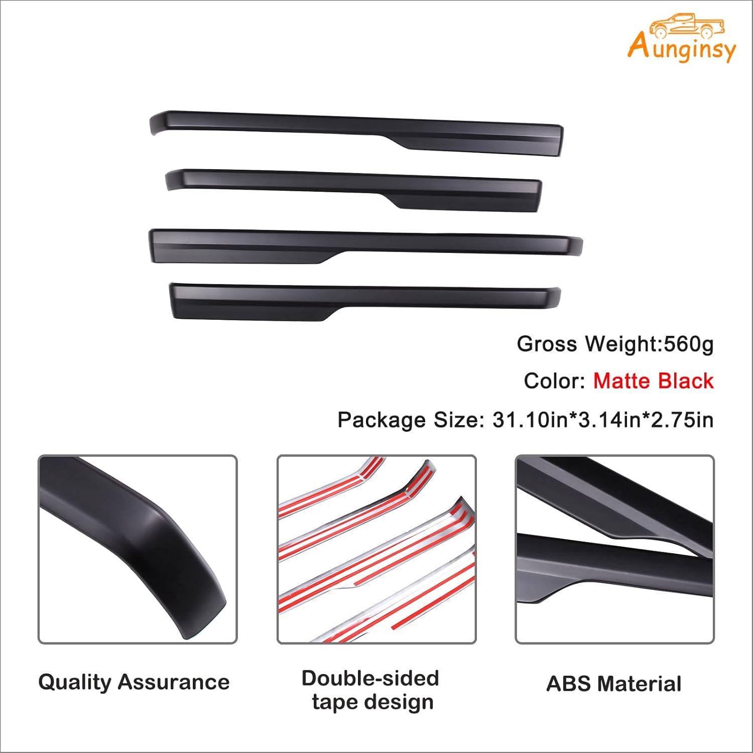 Aunginsy Inner Door Handle Armrest Panel Strips Trim Compatible with Toyota Tundra 2014-2021 Car Front Rear Door Panel Decorative Cover Protector ABS Interior Accessories (Not fit Double Cab Model!)