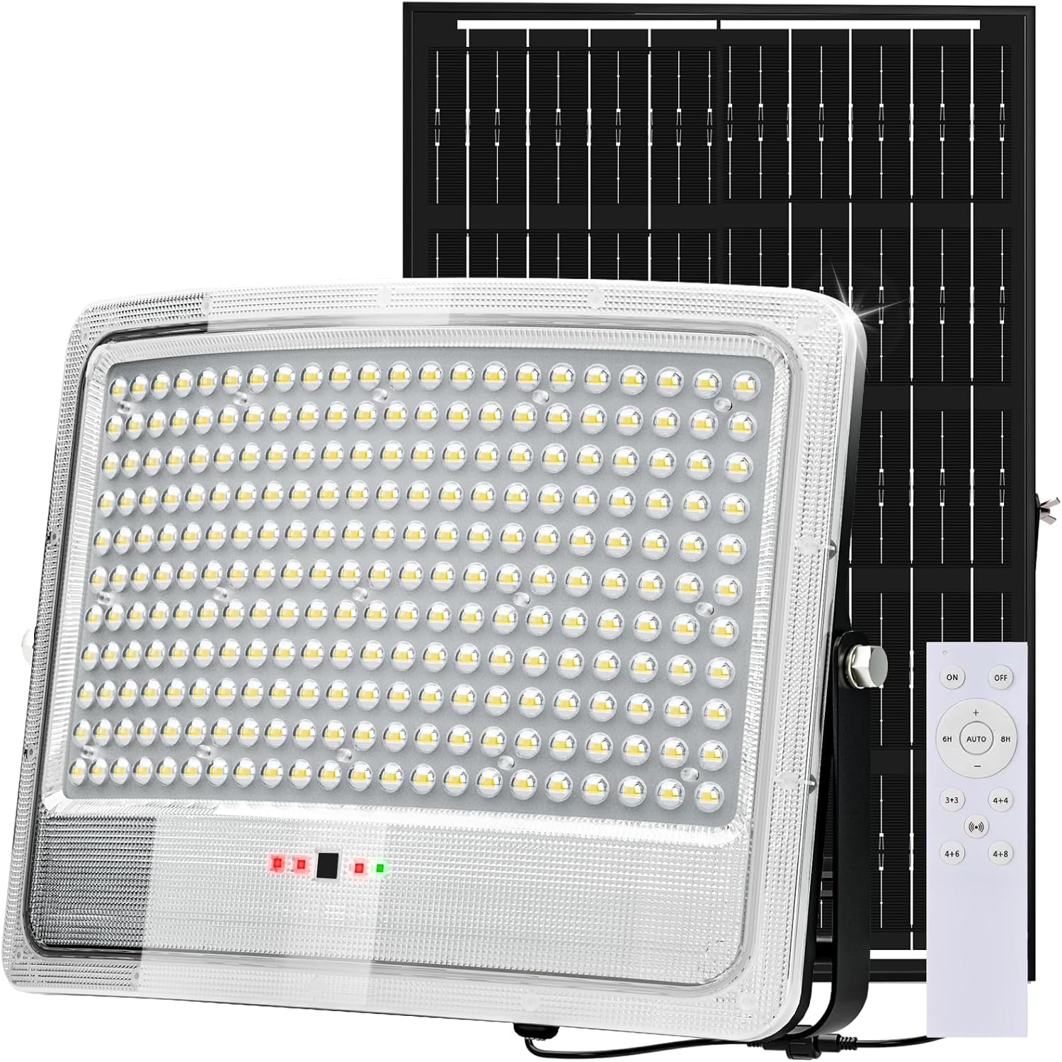 8000W Solar Flood Lights Outdoor, Solar Powered Outside Street Light Dusk to Dawn Waterproof Security Commercial Lighting with 16.4ft Cables and Motion Sensor for Yard,Garage,Swimming Pool, Pathway