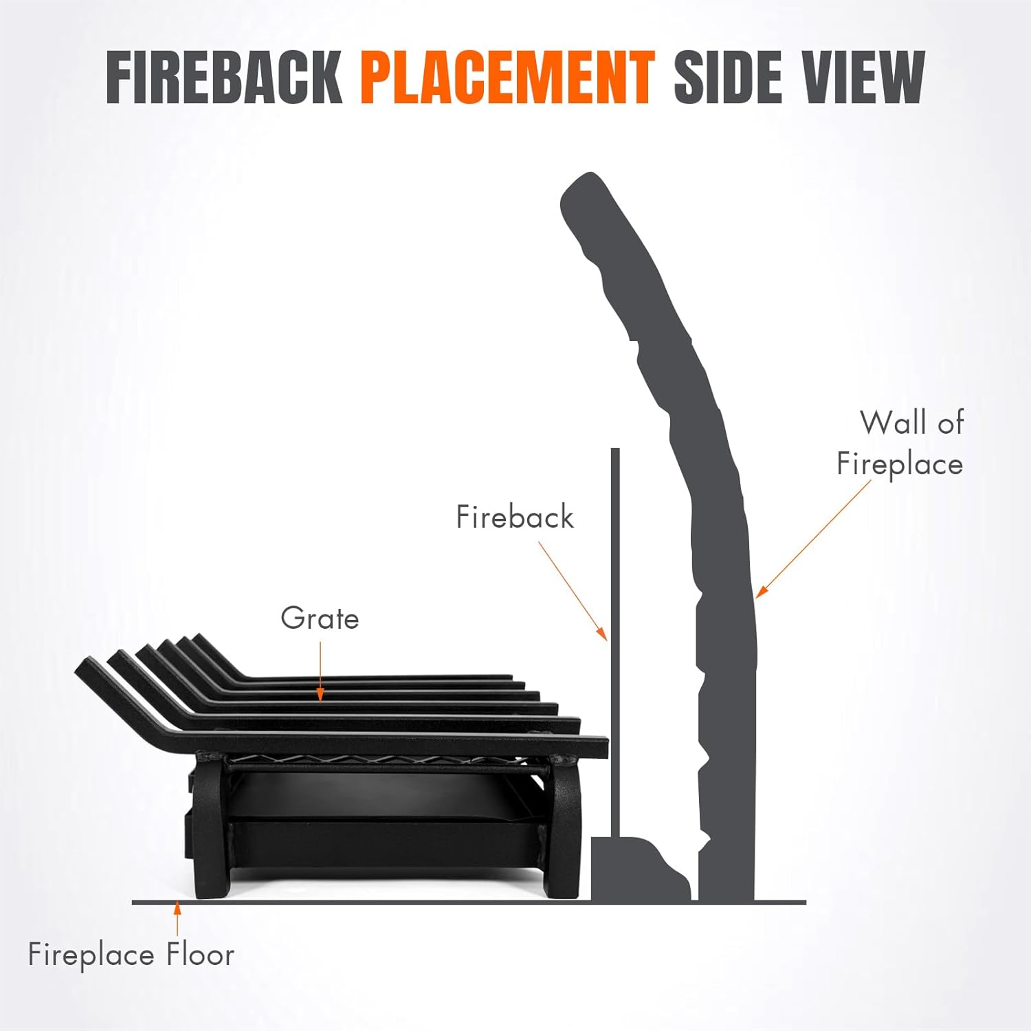 Fireplace Grate 20 Inch- Wood Stove Fireplace Log Grates with Ember & Ash Trays Pan, Heavy Duty Wrought Cast Iron Rack Holder Pit for Indoor Outdoor Chimney Hearth