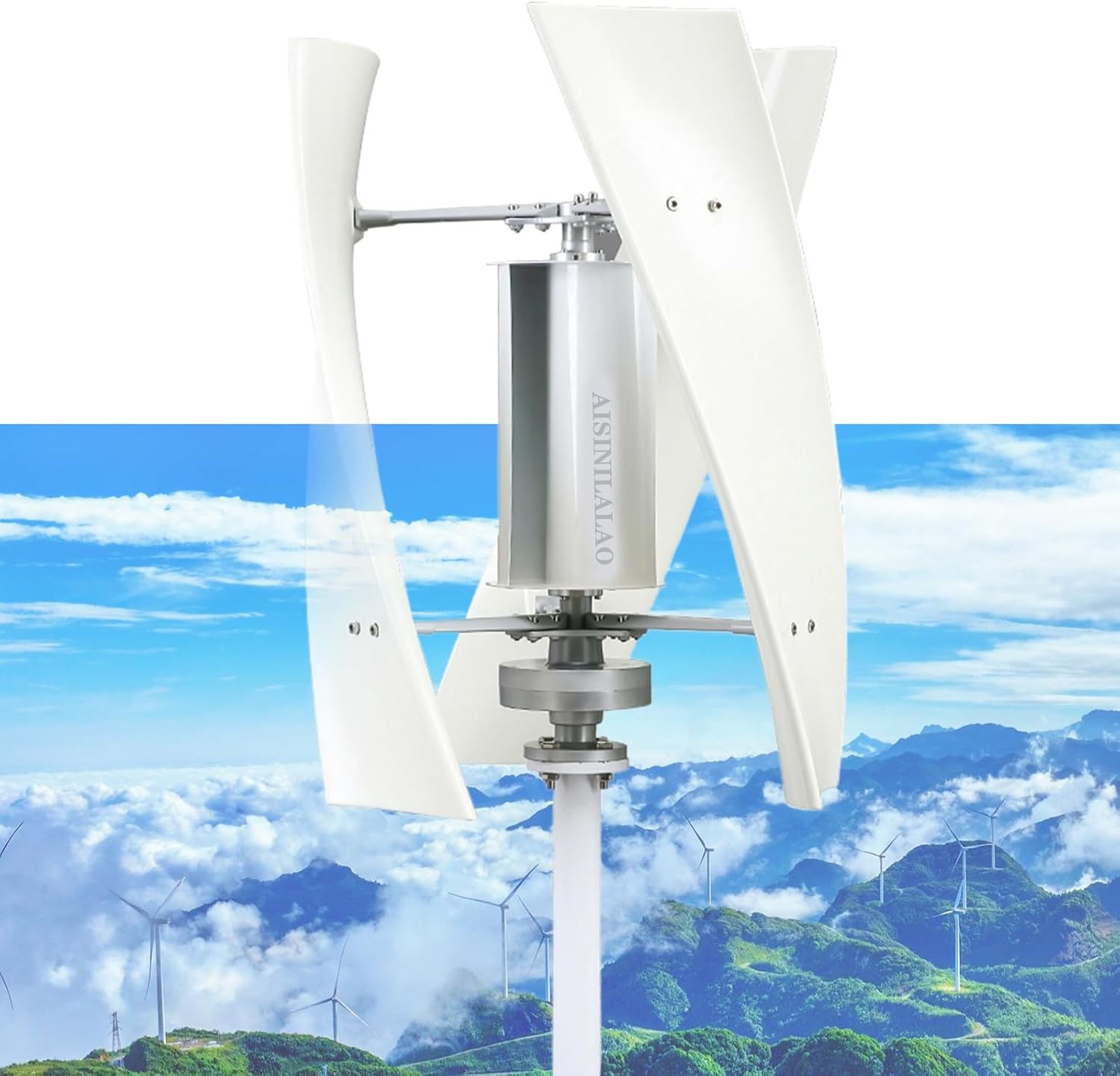 10000W Low Noise Household Vertical Wind Turbine Generator Kit, 12V/24V/48V/220V Low Speed Permanent Magnet AC Generator with Controller for Boats, Terraces, Cabins