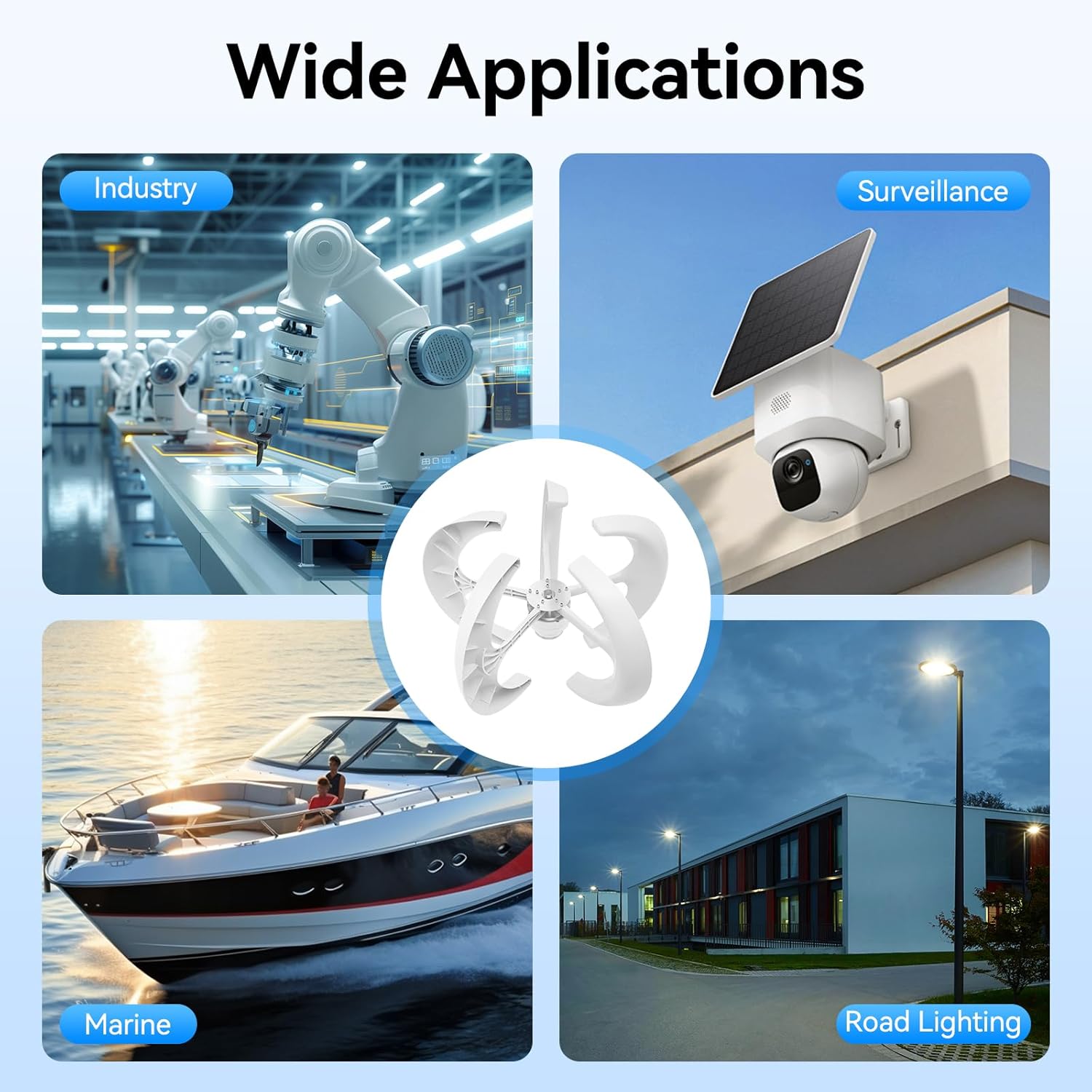 600W Wind Turbine Generator with 5 Blades - Lantern Shape, 6.56ft/s Start-up Speed, for Home, Boat & Solar Wind Hybrid Systems