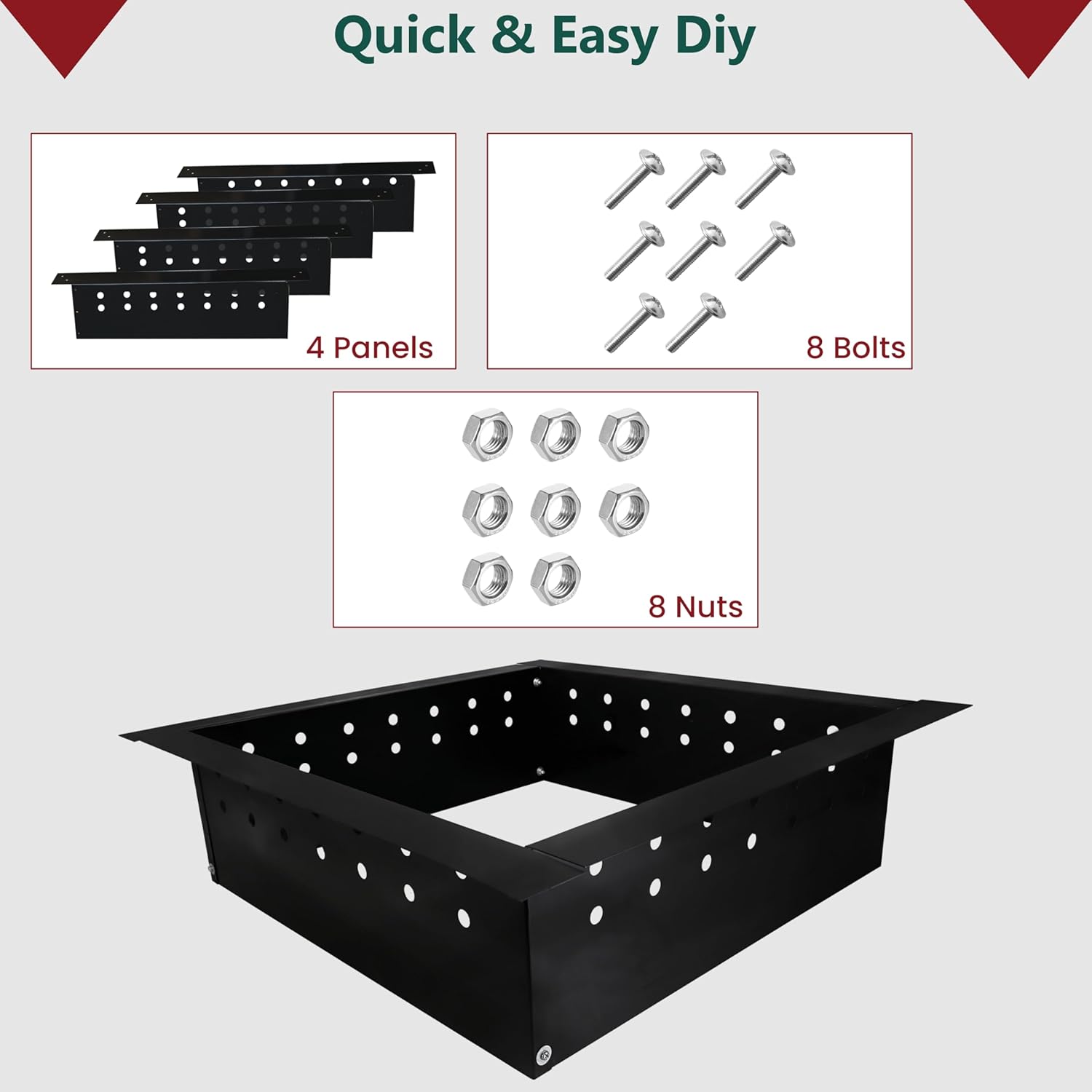 FEBTECH - Square Fire Pit Insert Ring - Carbon Steel 32