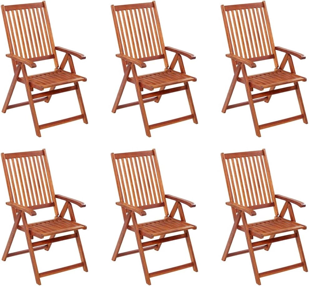 Patio Chair Folding Patio Chairs 6 pcs Solid Acacia Wood