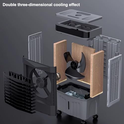 Swamp Cooler Air Conditioner, Evaporative Air Cooler with 4 Ice Box, 120°Oscillation, Portable Cooling Fan with 3 Speeds for Bedroom Home Office(45x35x80cm/18x14x31.5inch)