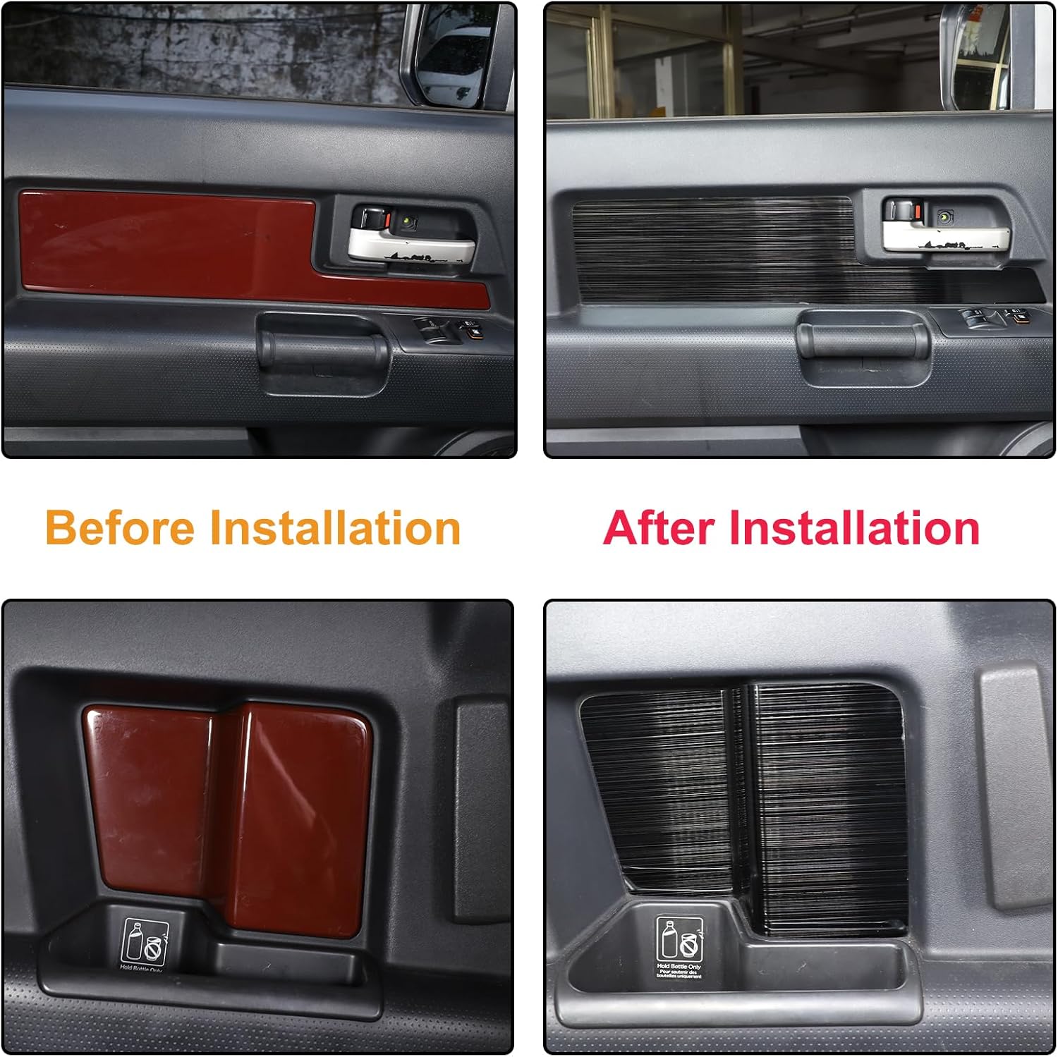 Aunginsy Car Inner Door Panel Trim Cover Compatible with Toyota FJ Cruiser 2007-2021 Car Inner Front Rear Door Look Interior Door Handle Panel Protection Cover Decorative Sticker Interior Accessories