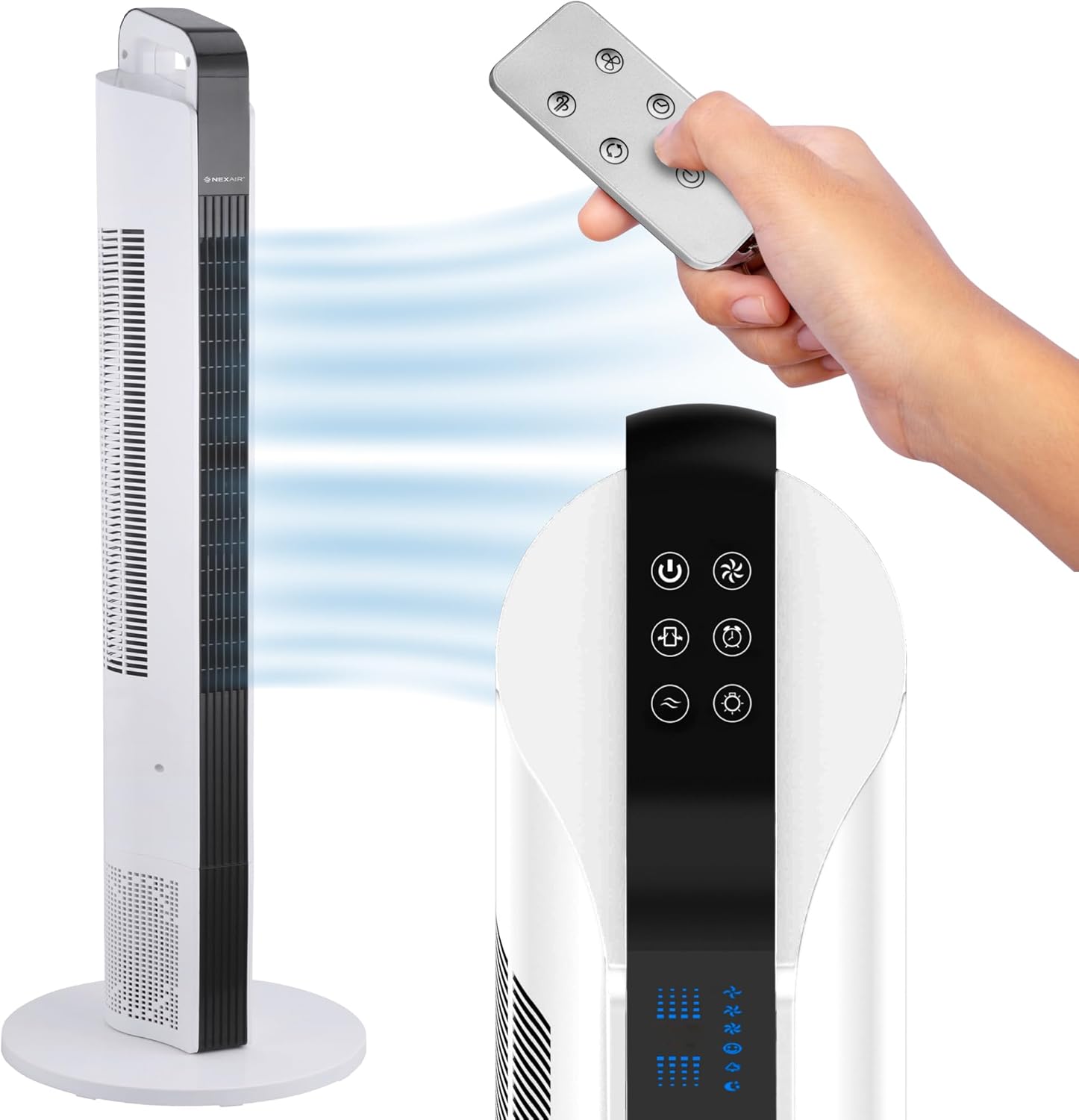 42” Oscillating Tower Fan, 3 Speed Portable Fan Tower With Remote Control, Quiet Operating Floor Fan for Bedroom with 7.5 Hr Auto Off Timer, Modern Design Room Cooling Fan For Home & Office