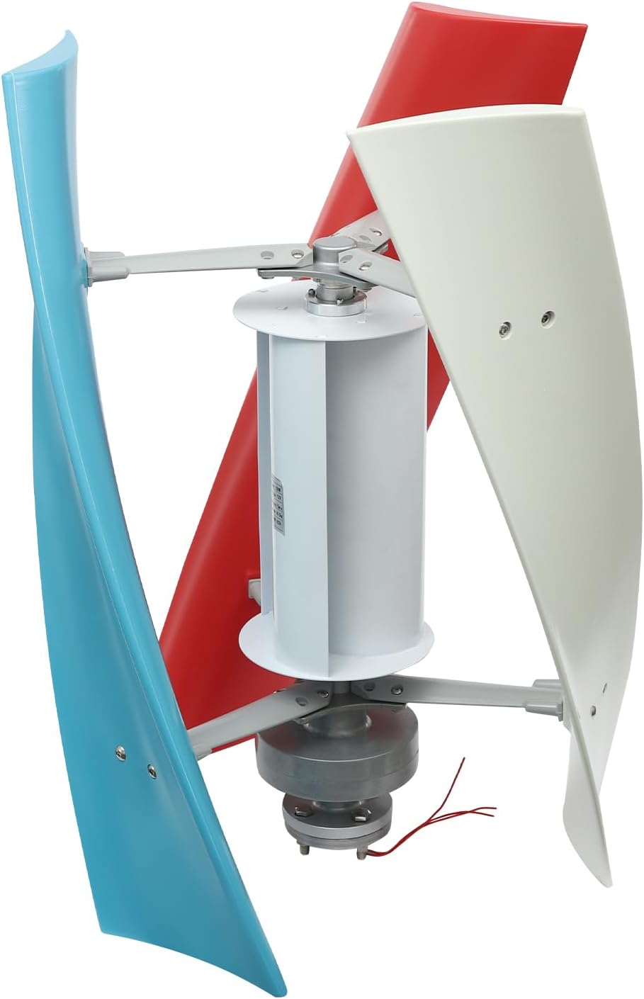 Wind Turbine Generator, 24V Portable Vertical Helix Wind Power Turbine, Low Noise 3 Blade Power Generator with with Auxiliary Wind Wheel for Boats Gazebos Cabins