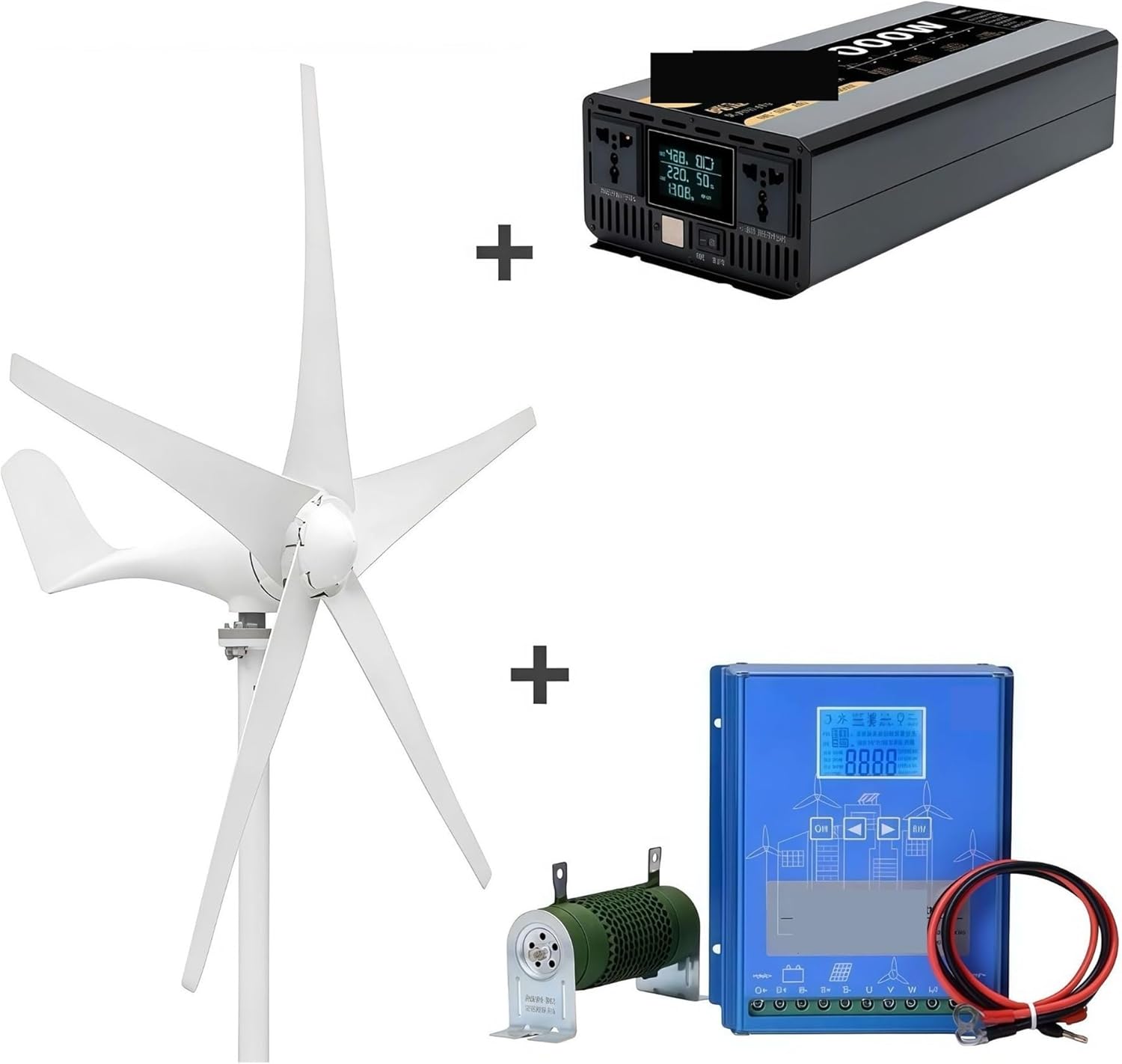 Wind Generator, S10 Horizontal Axis Wind Generator with Charge Controller for Home Farm RV Off-Grid Power Supply,for Home Boat Marine(100W_24V)