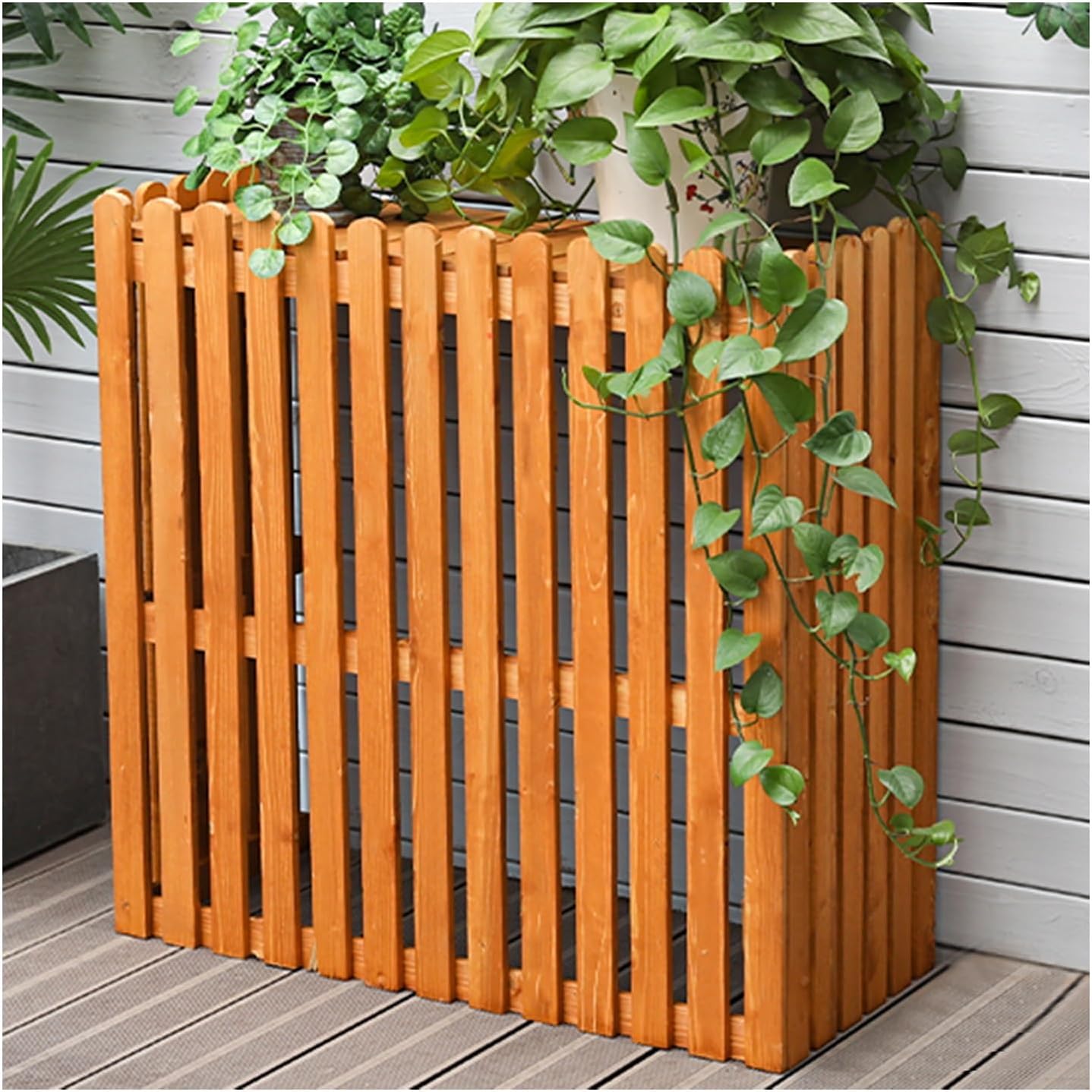 Outdoor Air Conditioner Rack Rain and Sun Grille Solid Wood Garden Shelf Air Conditioner Protective Cover Removable Easy to Assemble Balcony Shelter Decoration ( Color : Yellow , Size : 105X45X100CM )